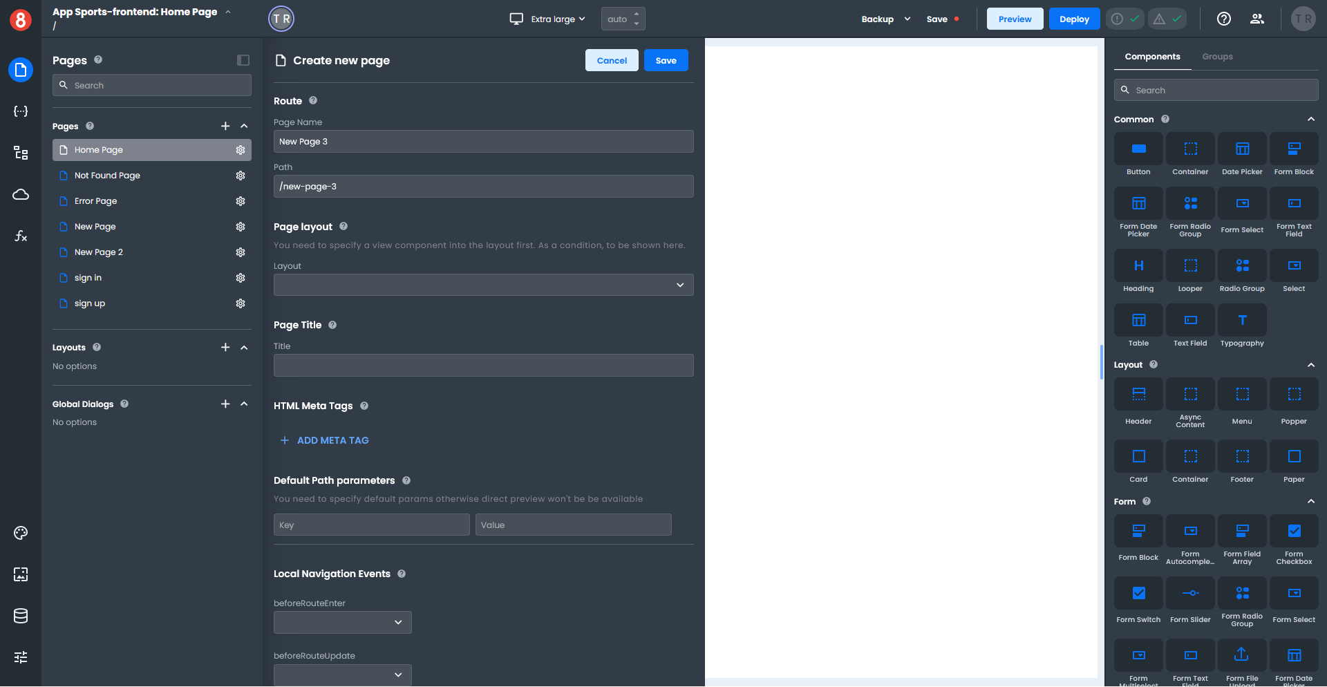 Creating page