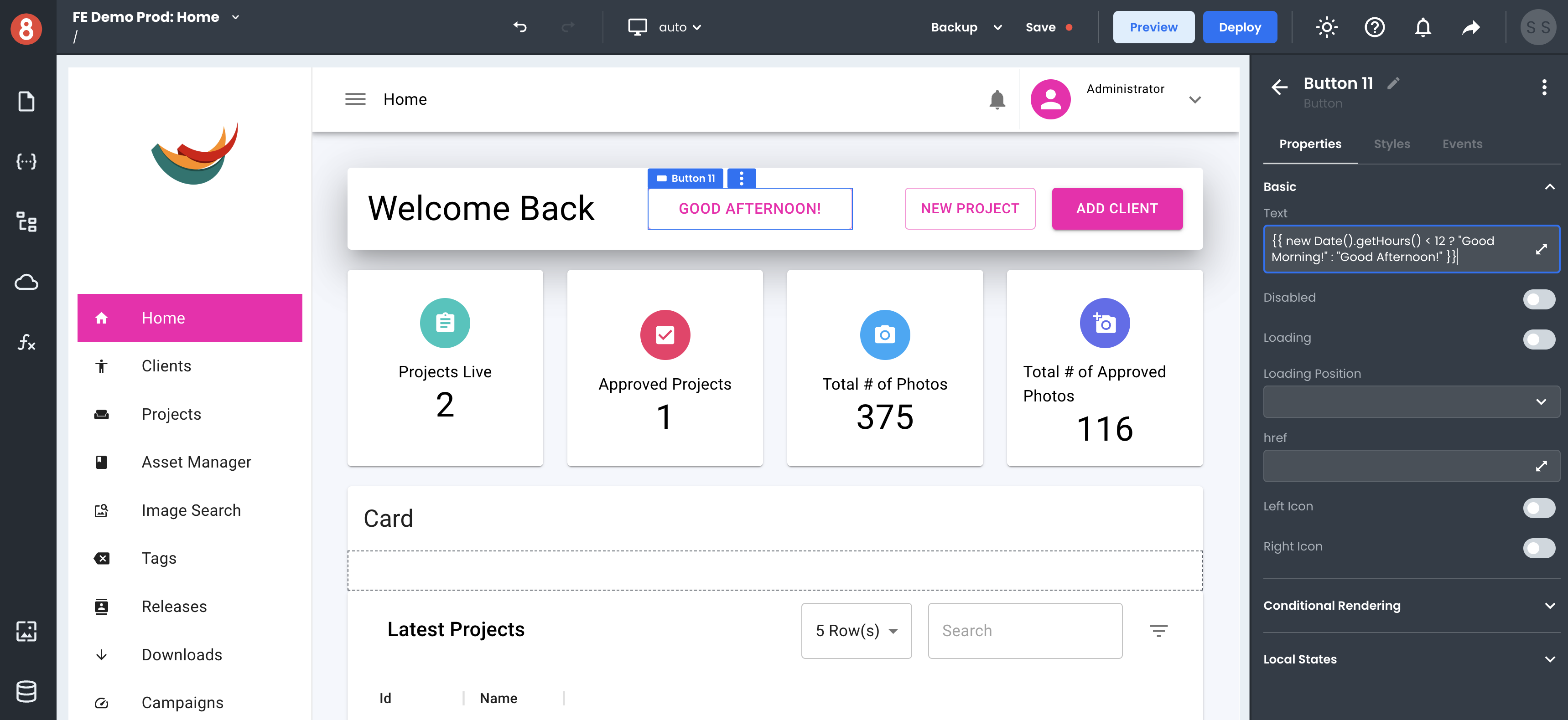 App Builder&#39;s Component Properties