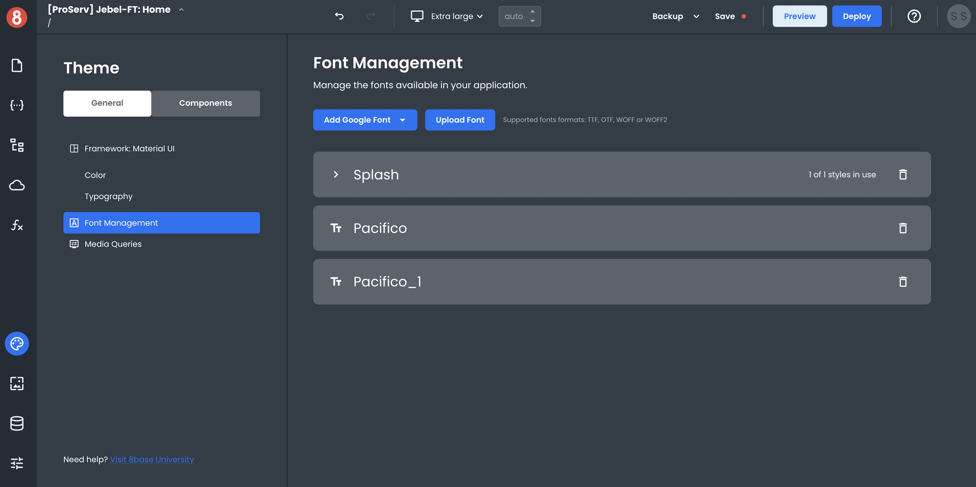 &quot;Upload Font&quot; button
