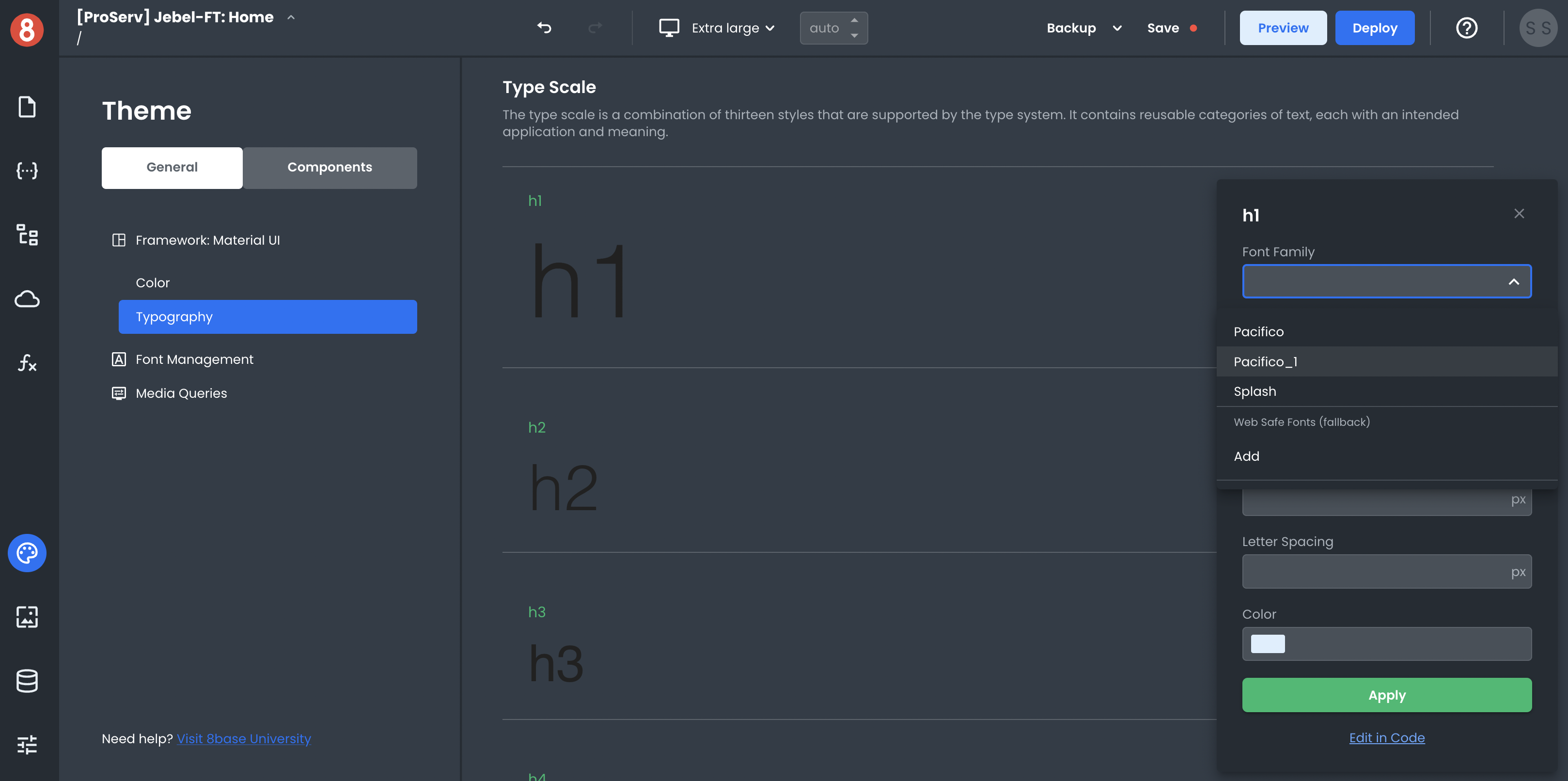 Selecting a font