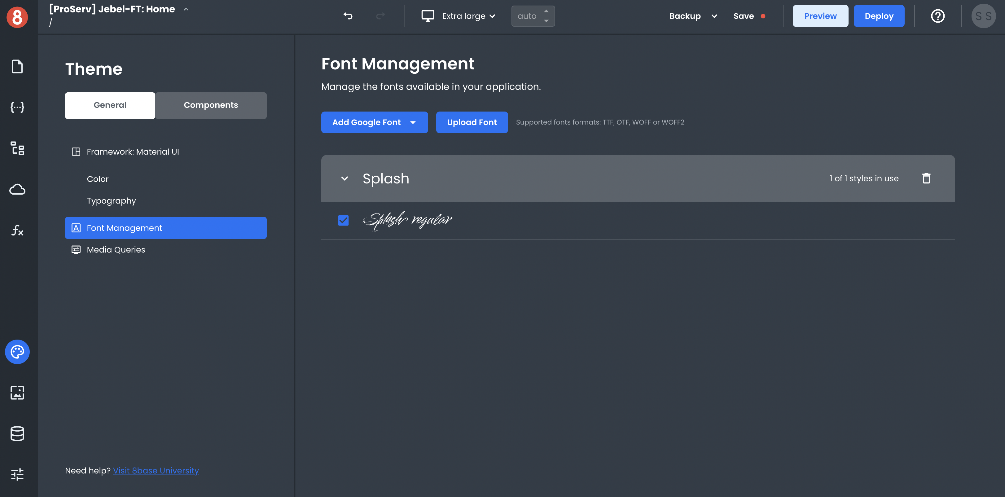&quot;Add Google Font&quot; dropdown