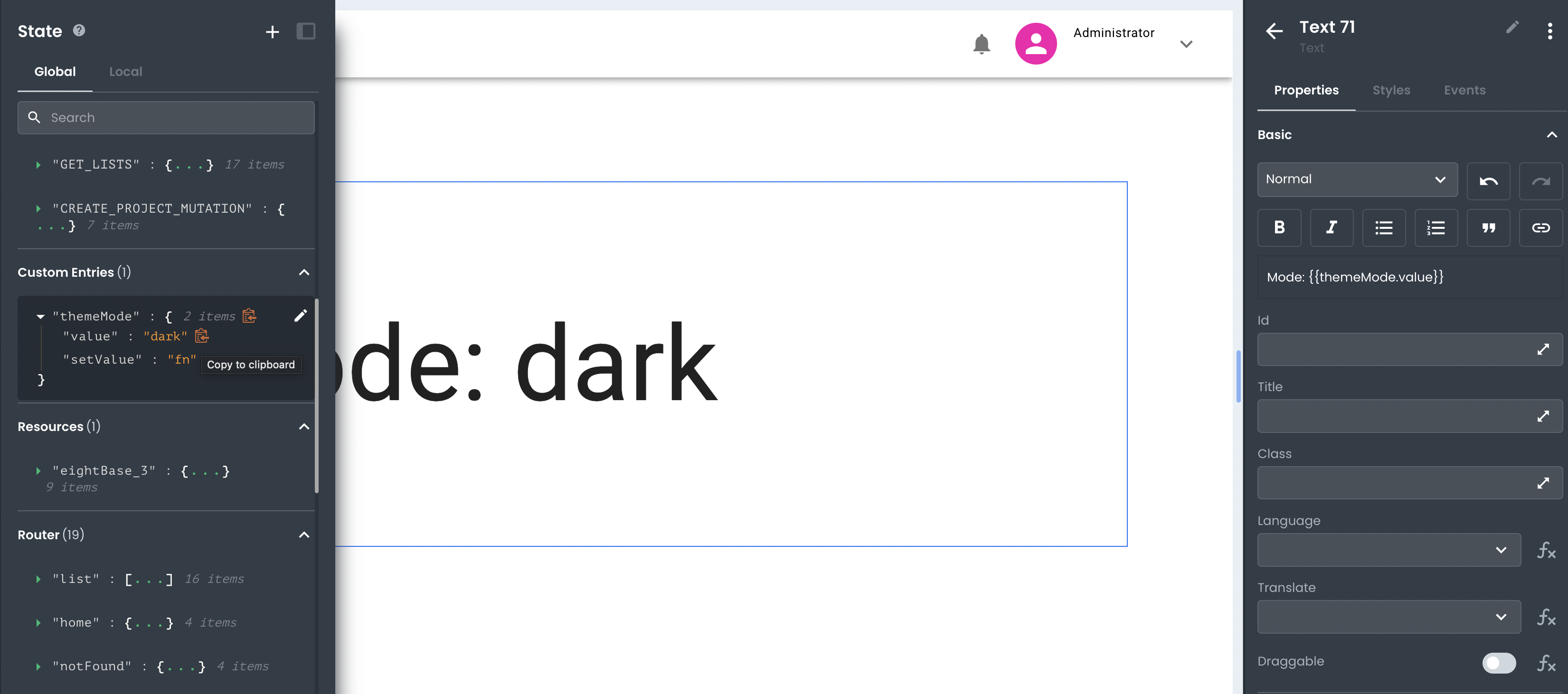 State read/set in app builder