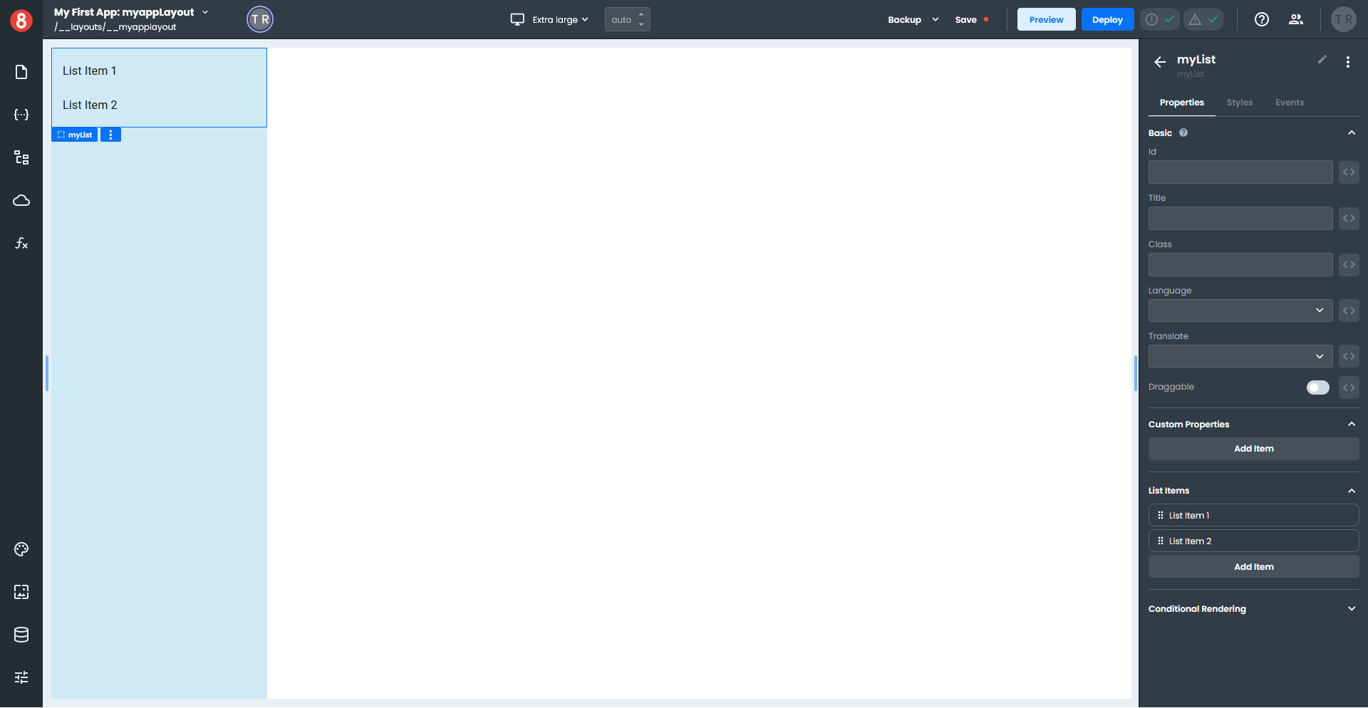 App Builder Layouts Add List Component