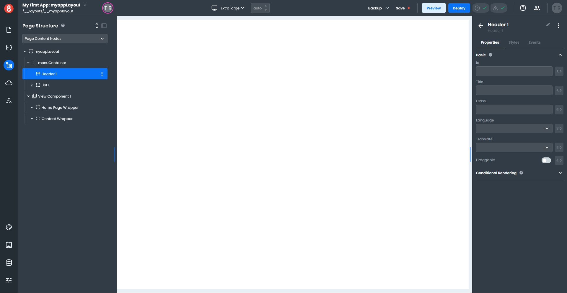 App Builder Layouts Add Header 