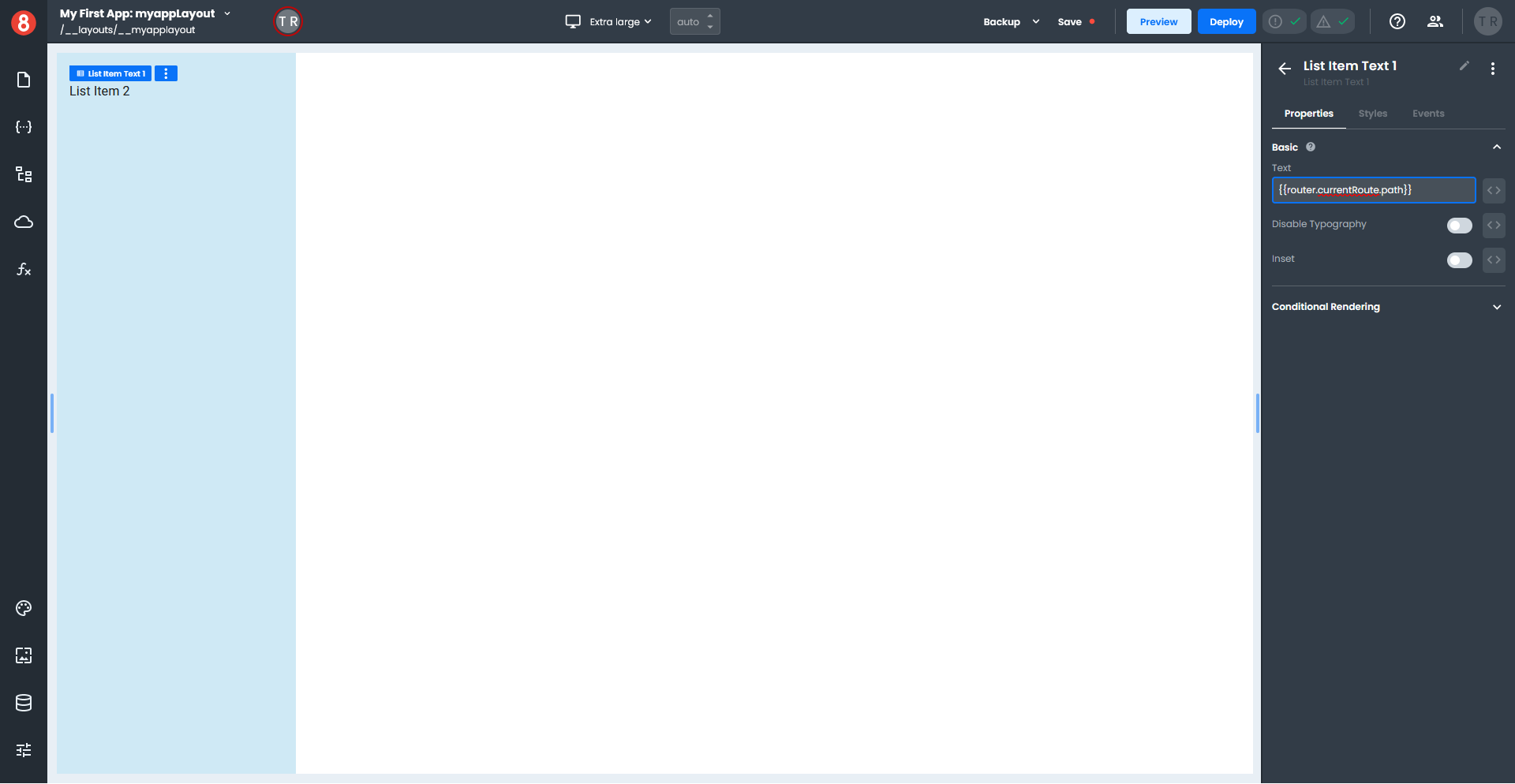App Builder Layouts Add Page Route
