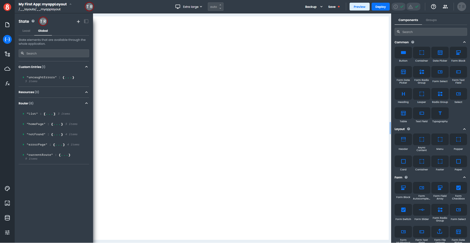 App Builder Layouts Page Routes