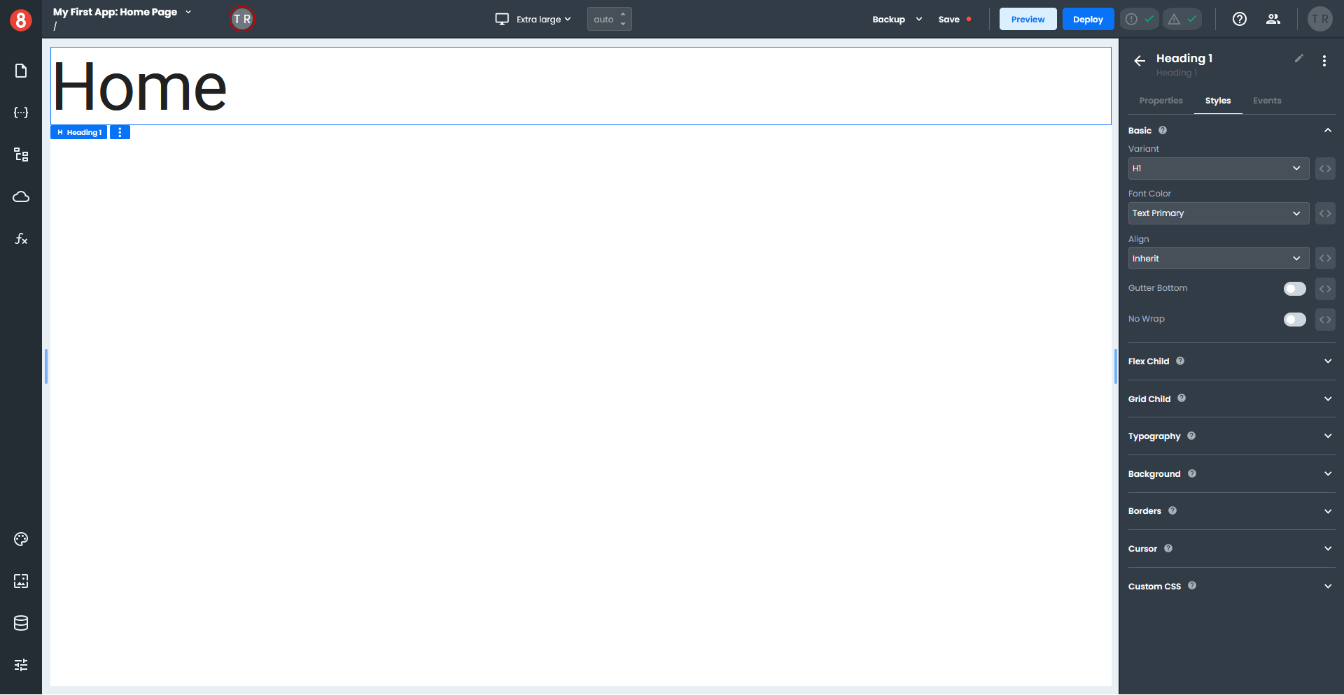 App Builder Layouts Set Page Styles