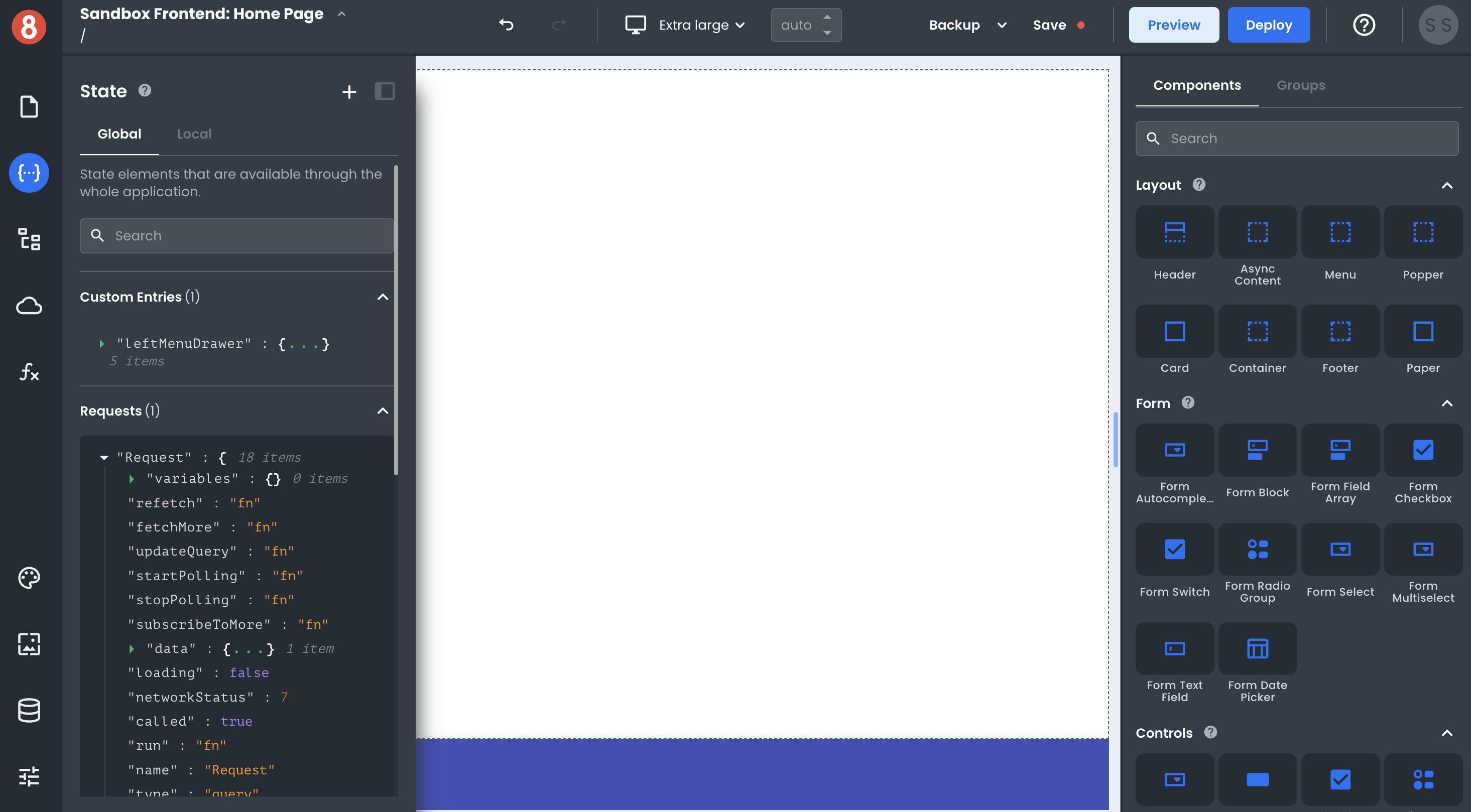 Local custom state in app builder
