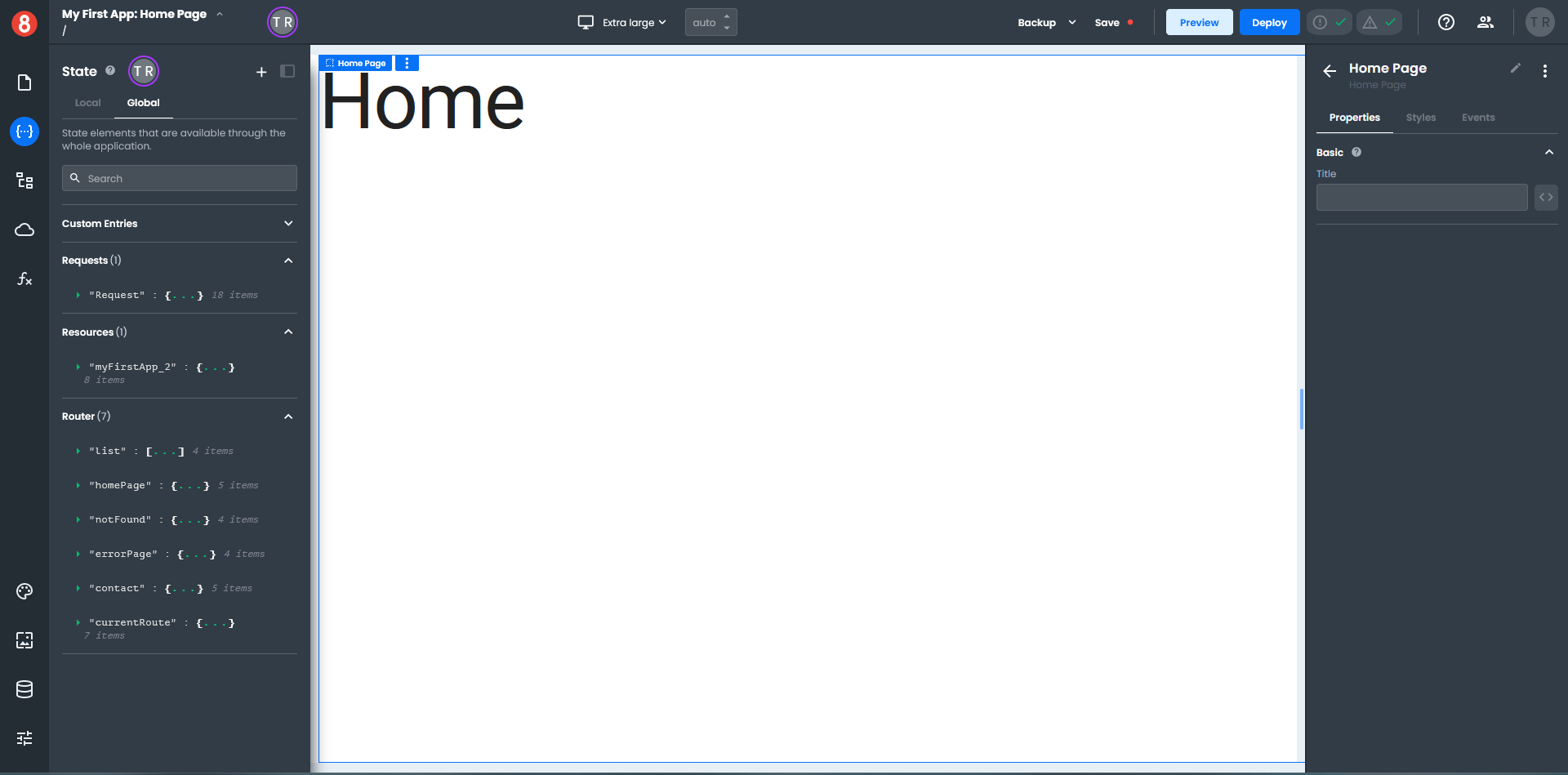 Opening the state pane in a frontend
