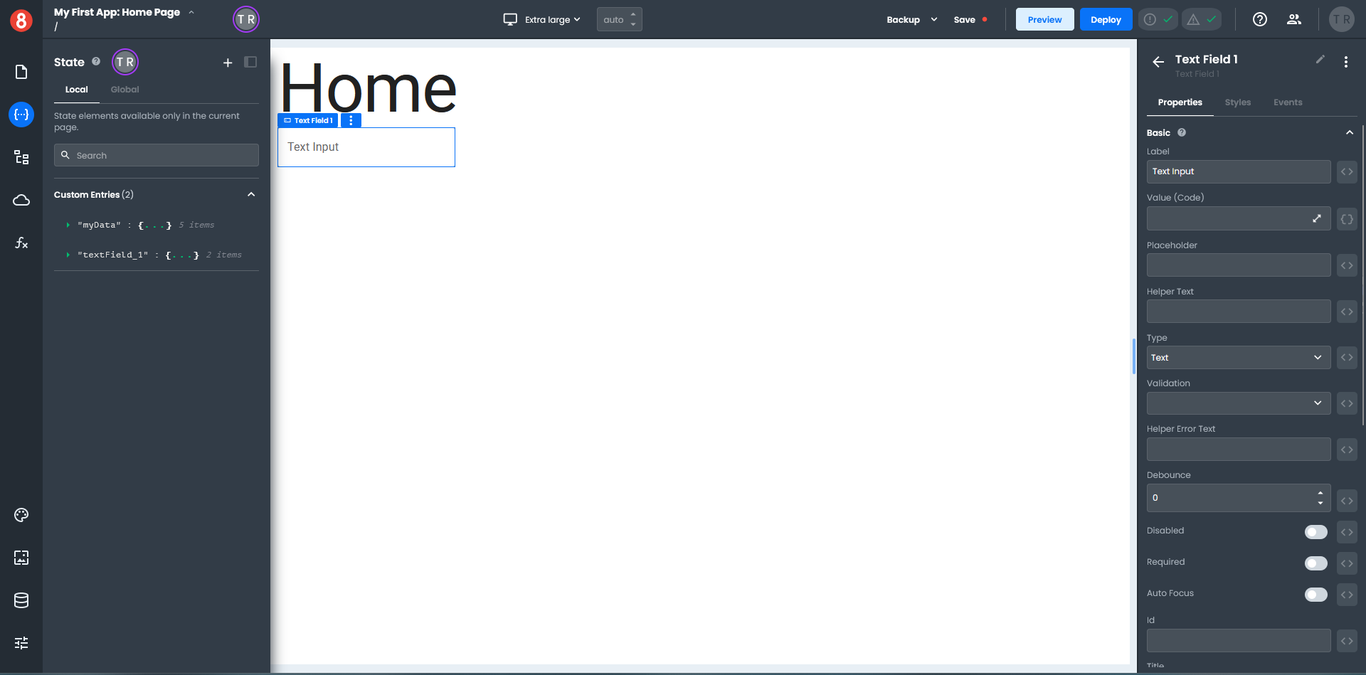 State Pane TextField Component