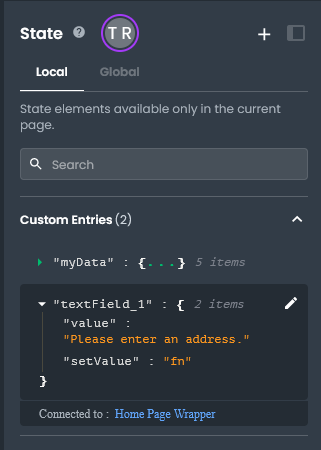 State Pane TextField Value