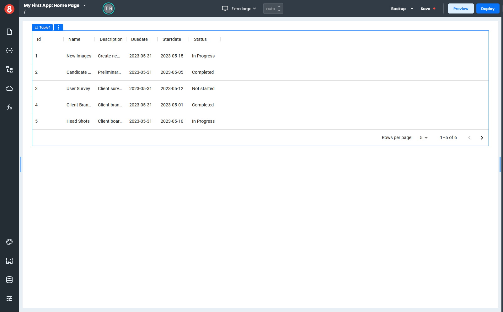 Adding Table Component