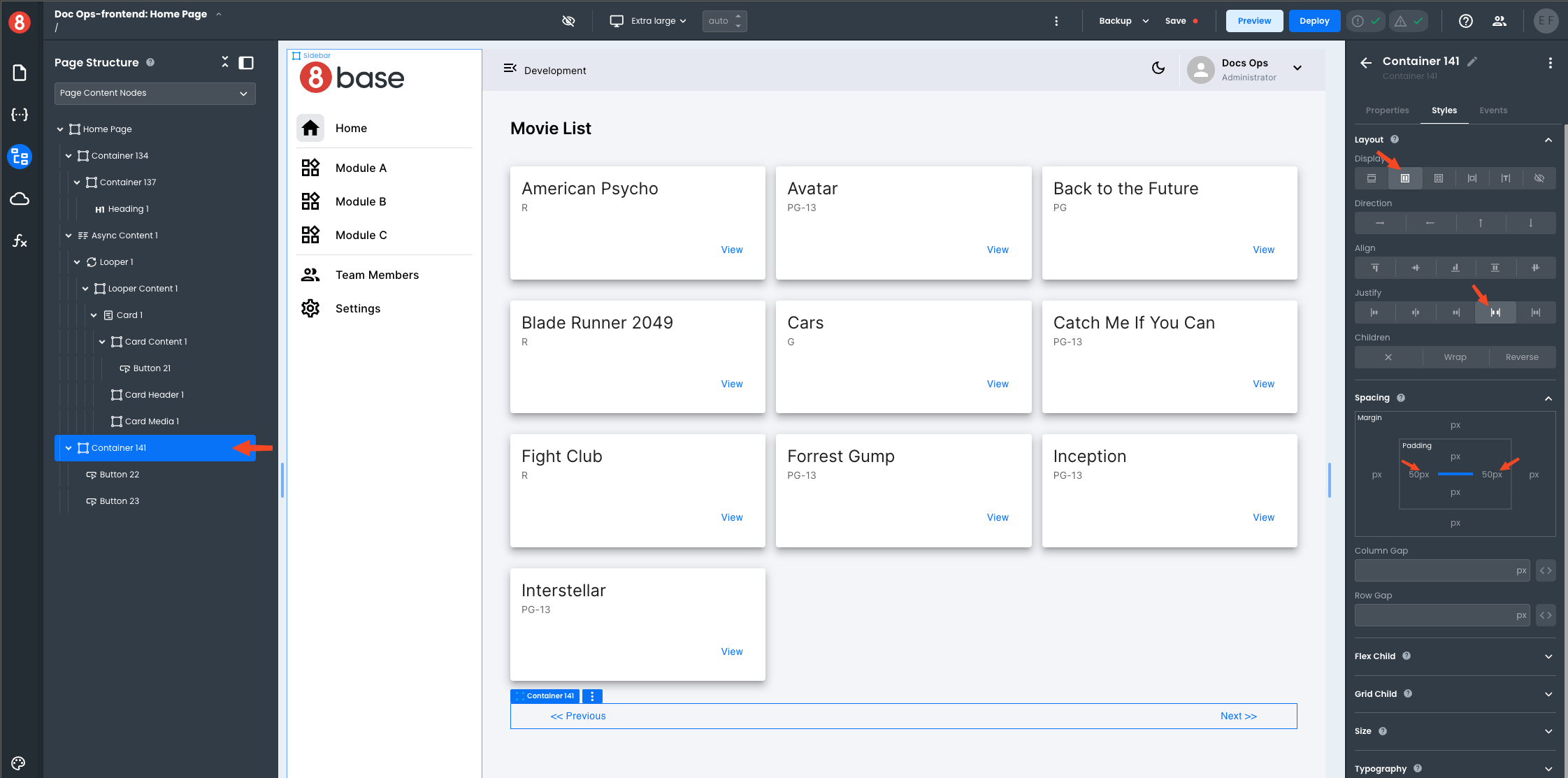 Pagination buttons